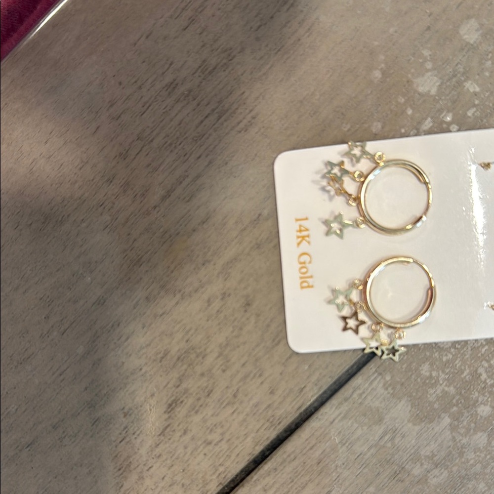 14K Gold Star Hoop Earrings